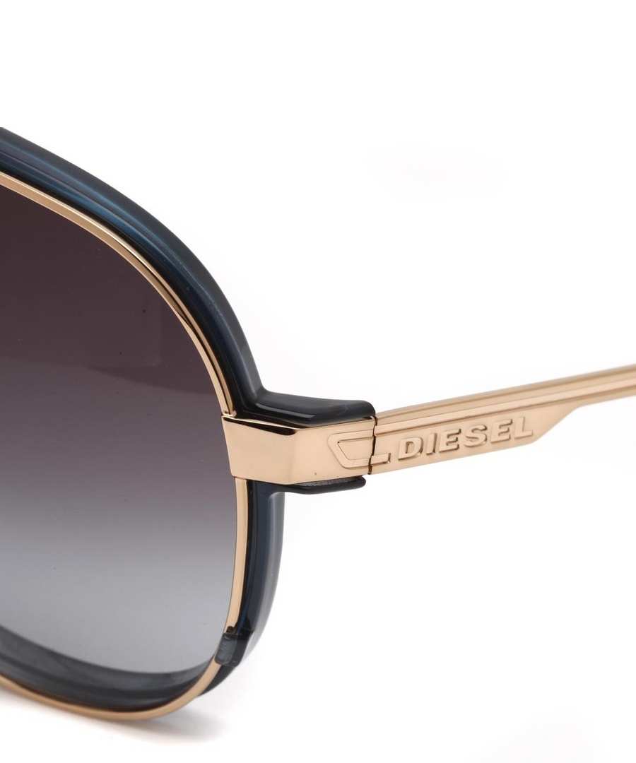 Diesel Aviator Style Sunglasses in Gold and Blue, Designer ...