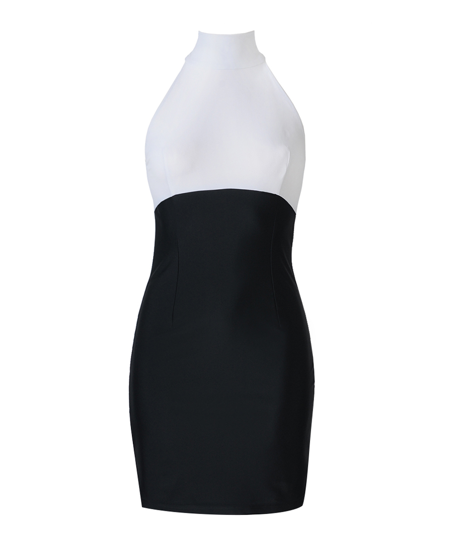 Monochrome sleek turtleneck dress Sale - YNNY
