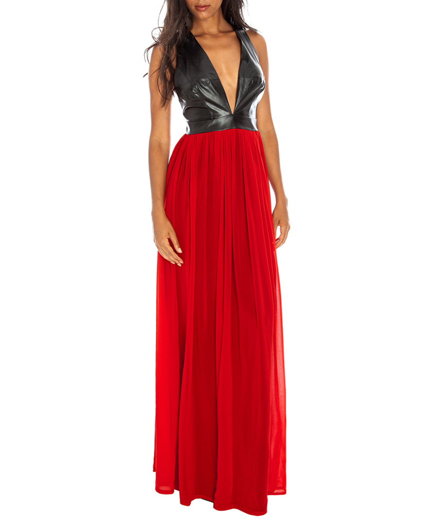 Black and red maxi dress Sale - Goddiva Black and red maxi dress Sale - Goddiva