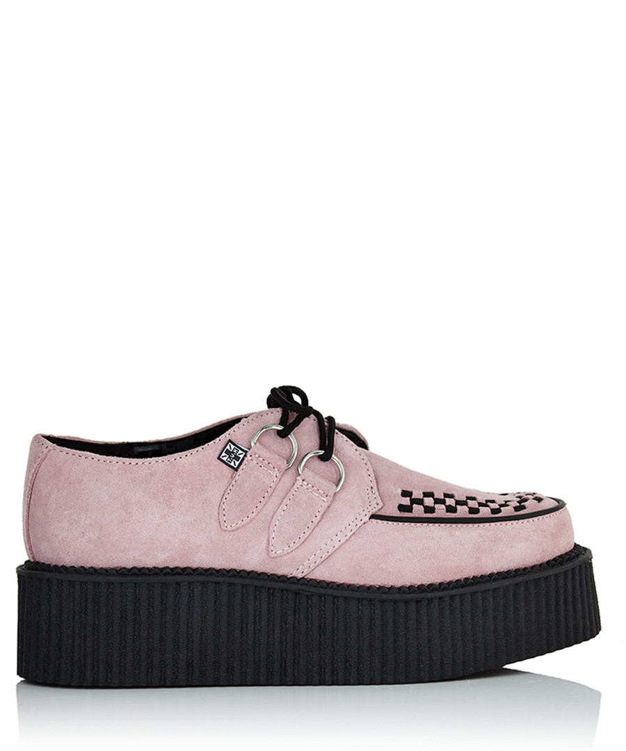 T.U.K Unisex Mondo pink suede creepers, Designer Footwear Sale, T.U.K